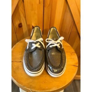 Dexter Brand Women's Gray  Sequined Low-Top Canvas Boat Shoe SZ 9